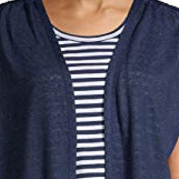 Time & Tru Women's Short Sleeve Crewneck Cardigan 2fer Blue 3XL, NEW, Never worn - Picture 3 of 5